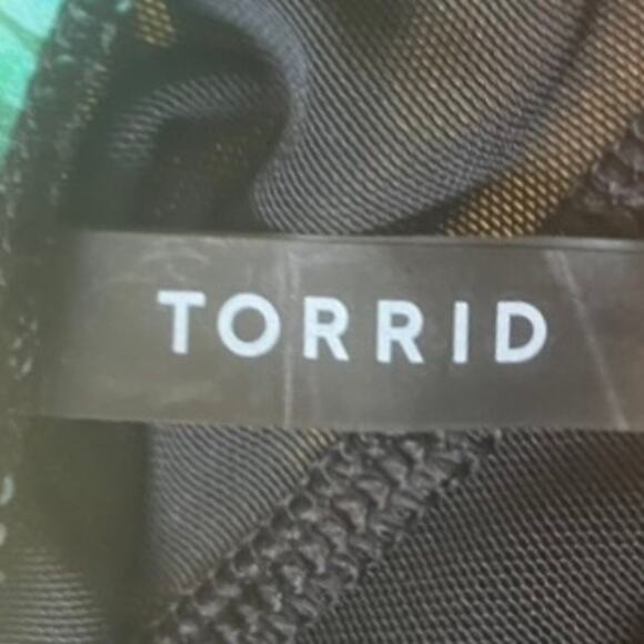 Torrid Vixen Underwire One Piece Swimsuit Size 3 Green Palms Cutout Mesh Push Up - Picture 5 of 12